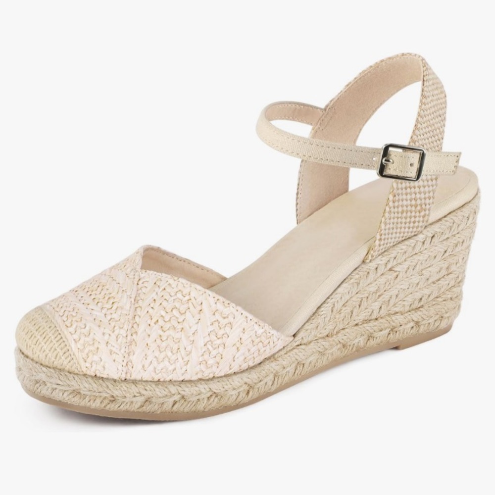 Women's Beige Espadrille Wedge Sandals
